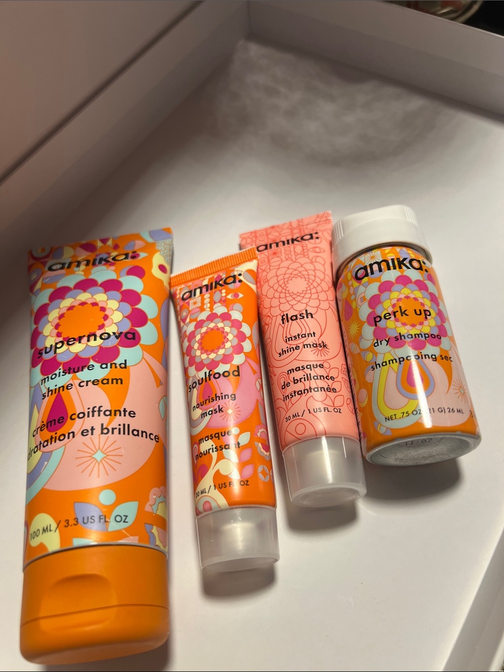 amika Bright Orange & Pink Supernova Moisture and Shine Cream Set